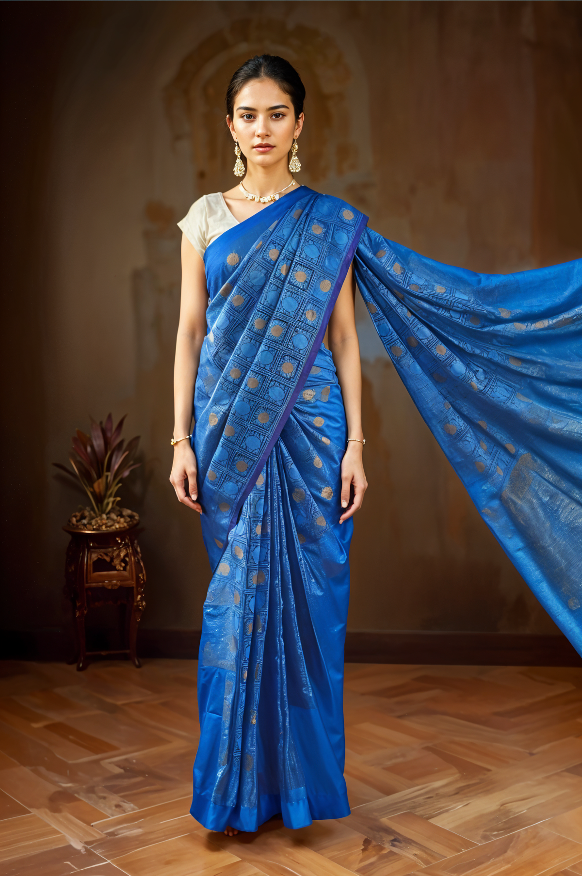 Fancy Brocade Borderless Saree