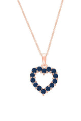 Blue Sapphire Heart Outline Drop Pendant Necklace