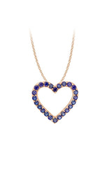 Blue Sapphire Open Love Heart Gemstone Pendant Necklace