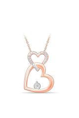 Beaded Interlocking Love Double Heart Pendant Necklace