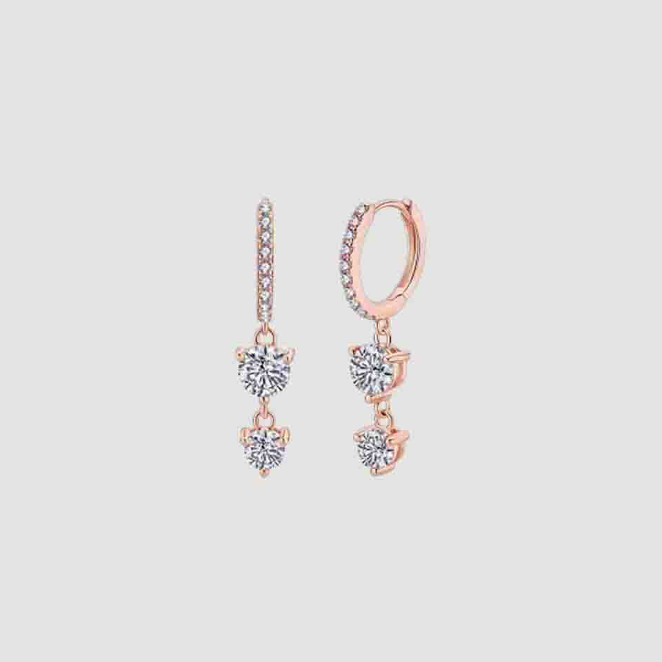 Moissanite Drop Hinged Earrings