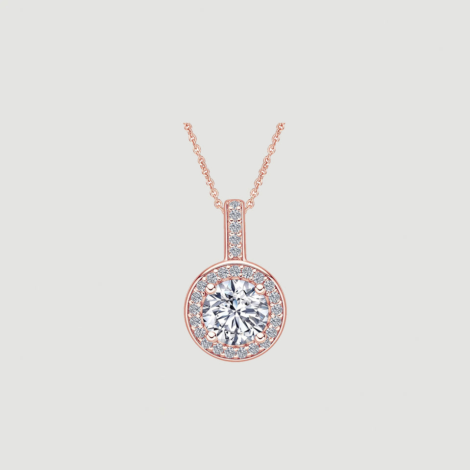 Round Halo Pendant Necklace