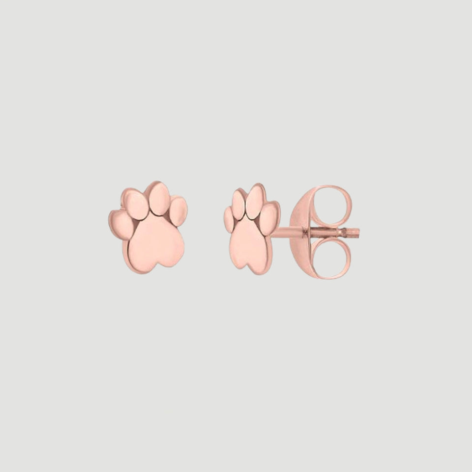 Heart Shaped Dog Paw Print Stud