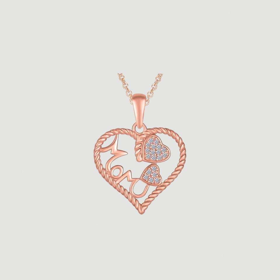 Triple Heart Mom Pendant Necklace