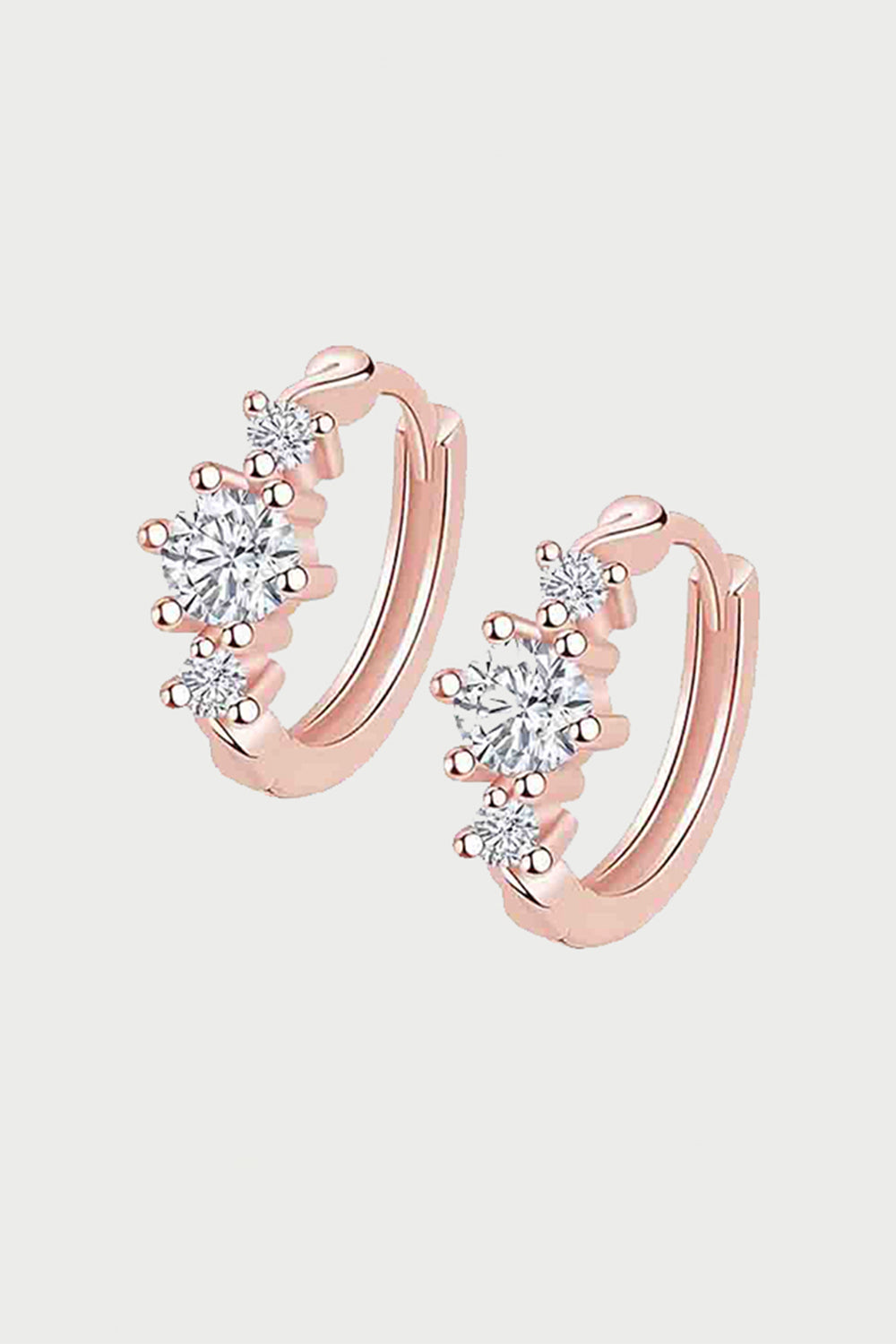 Moissanite Diamond Three Stone Hoop Earrings