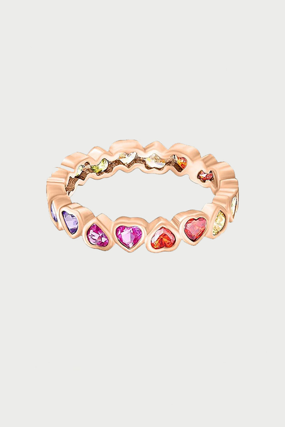 Multi Gemstone Rainbow Heart Promise Ring