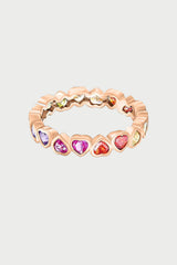 Multi Gemstone Rainbow Heart Promise Ring