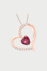 Pink Ruby Heart Pendant Necklace