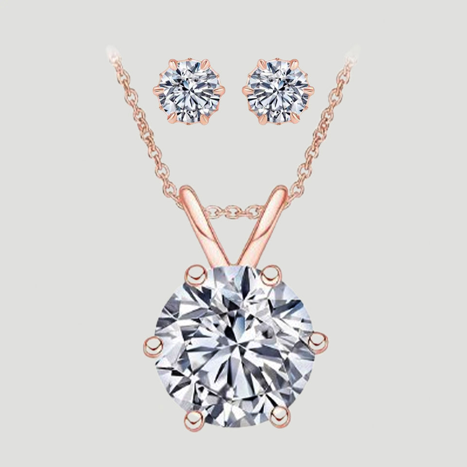 Prong Solitaire Necklace and Earring set