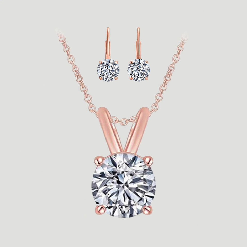 Solitaire Necklace and Dangle Earring set