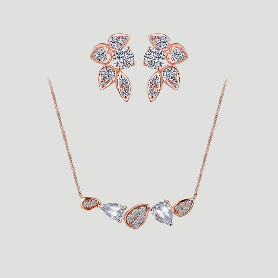 Pear Cluster Necklace and Earring set