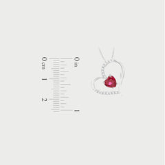 Pink Ruby Heart Pendant Necklace