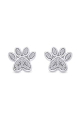 Cubic Zirconia Paw Print Stud