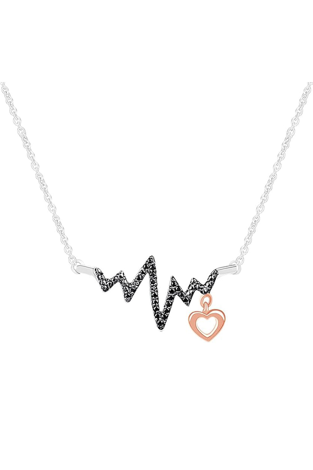 Black Heartbeat Pendant Necklace