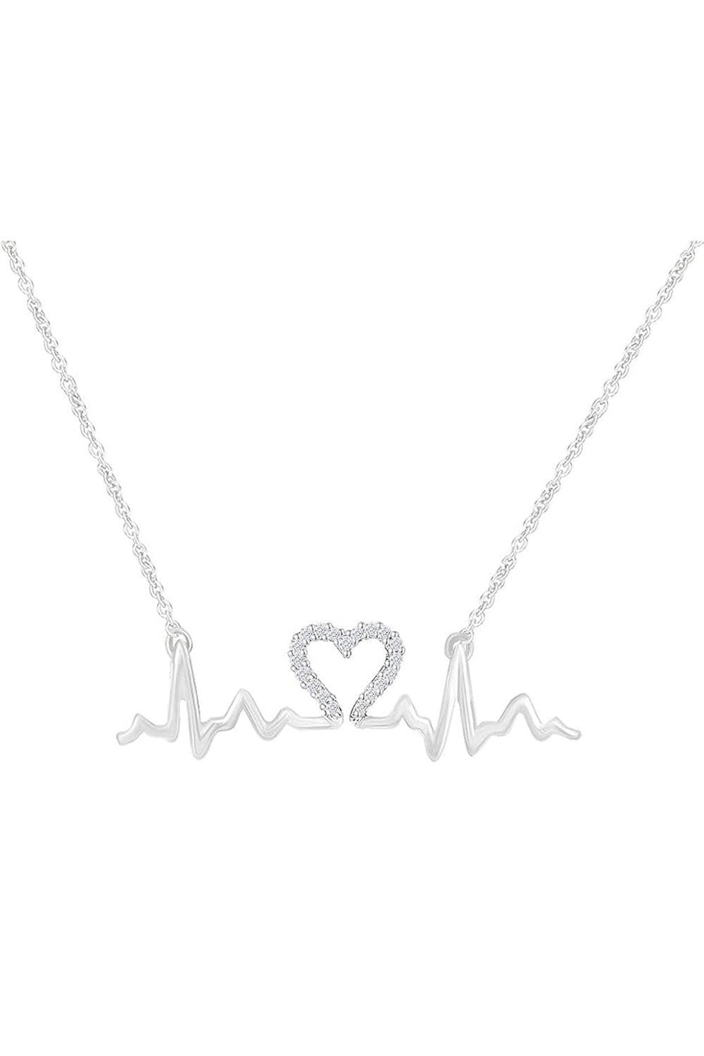 Zig Zag Heartbeat Pendant Necklace