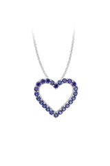 Blue Sapphire Open Love Heart Gemstone Pendant Necklace