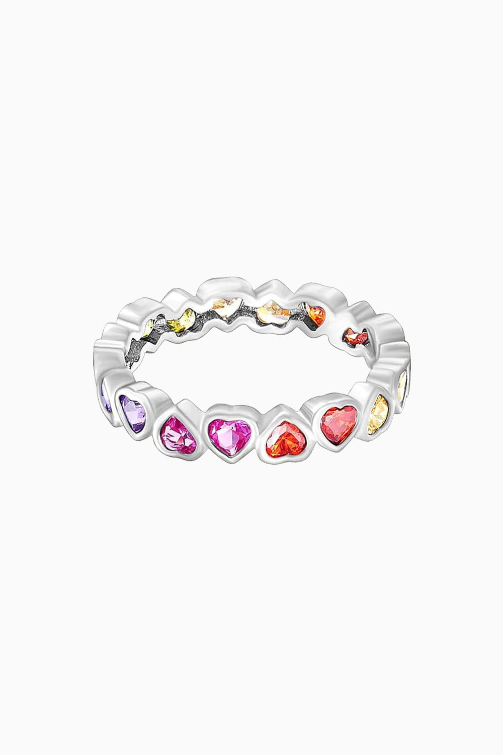 Multi Gemstone Rainbow Heart Promise Ring