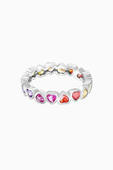 Multi Gemstone Rainbow Heart Promise Ring