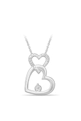 Beaded Interlocking Love Double Heart Pendant Necklace