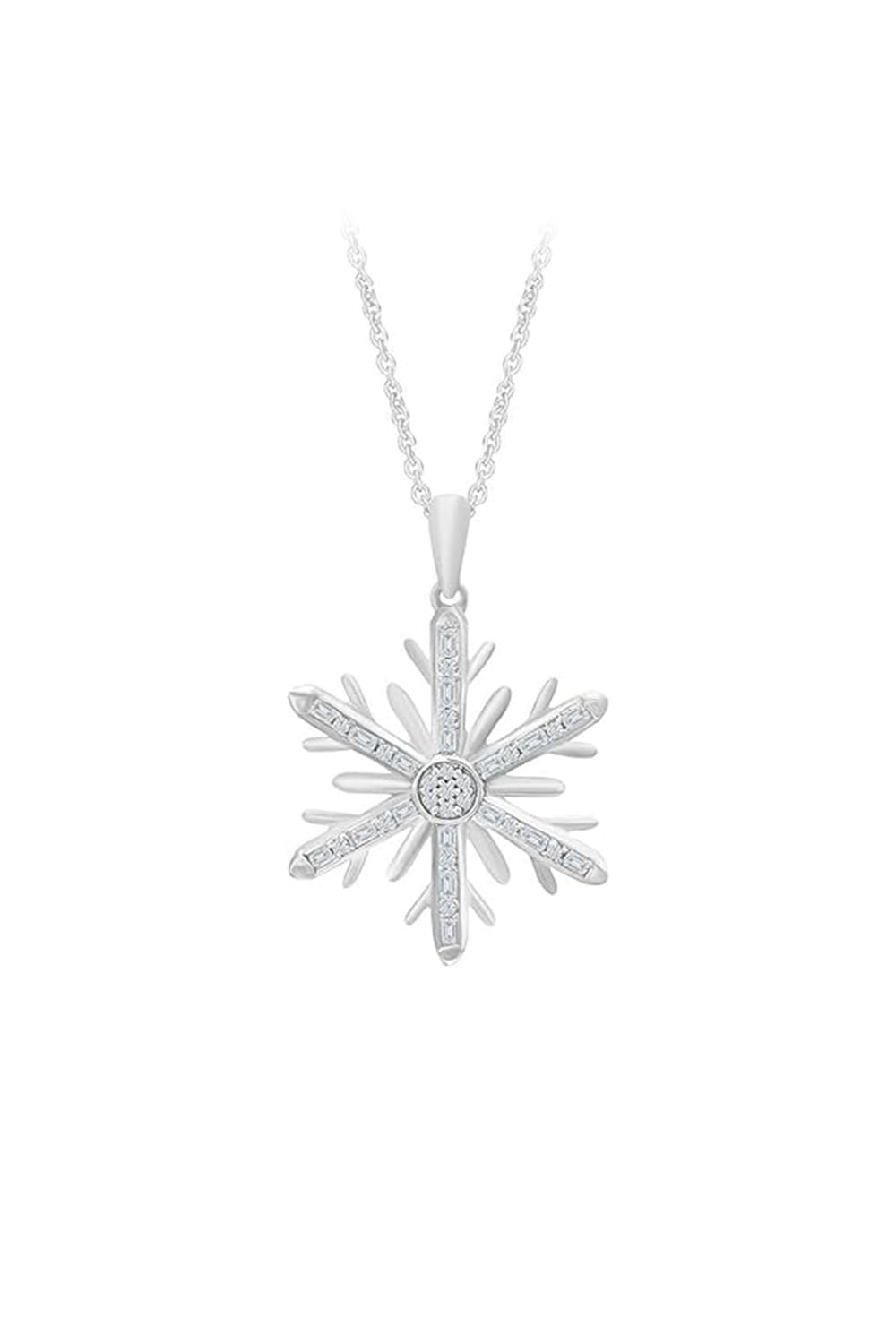 Baguette Snowflake Pendant Necklace