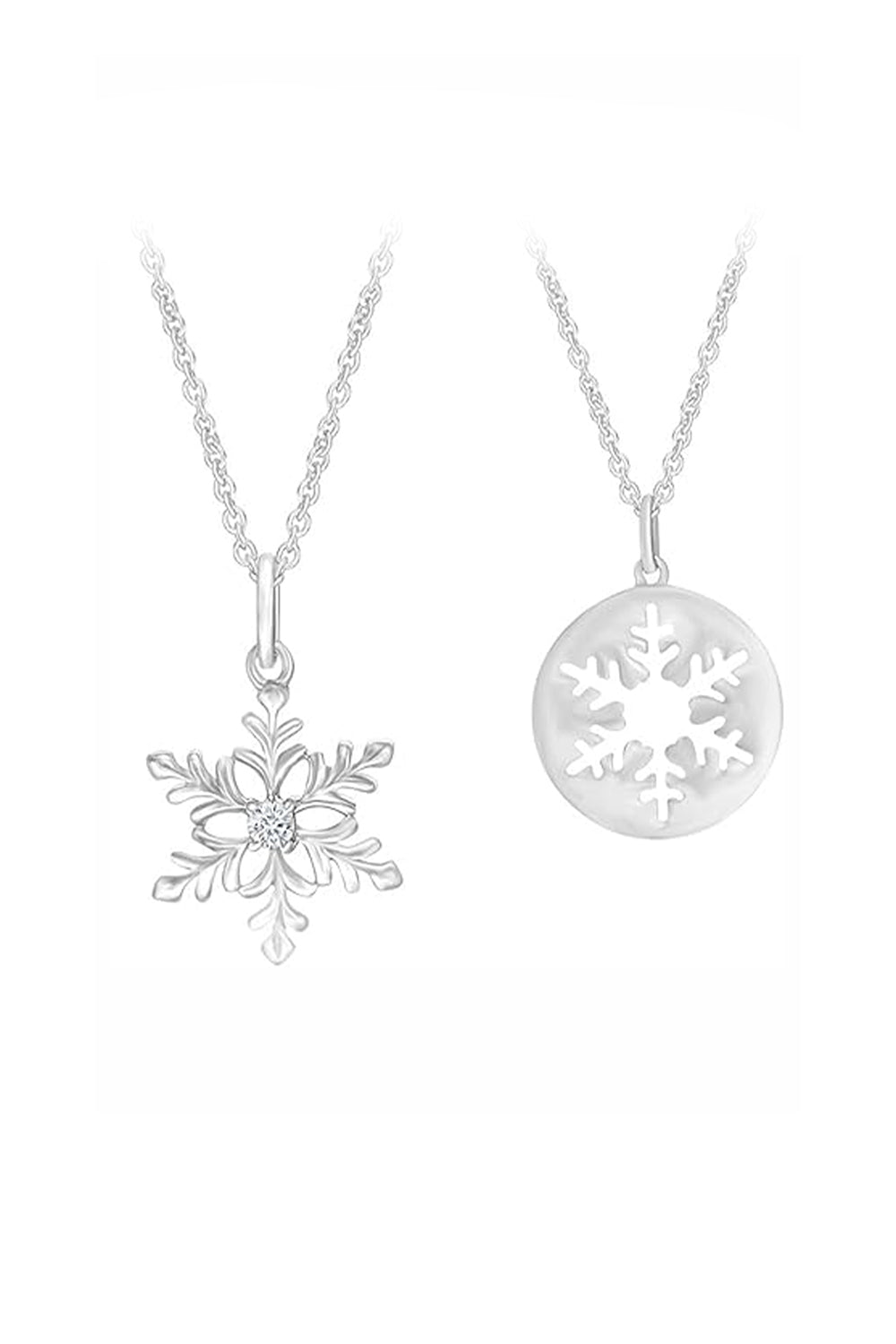 Cut-Out Snowflake Disc Pendant Necklace