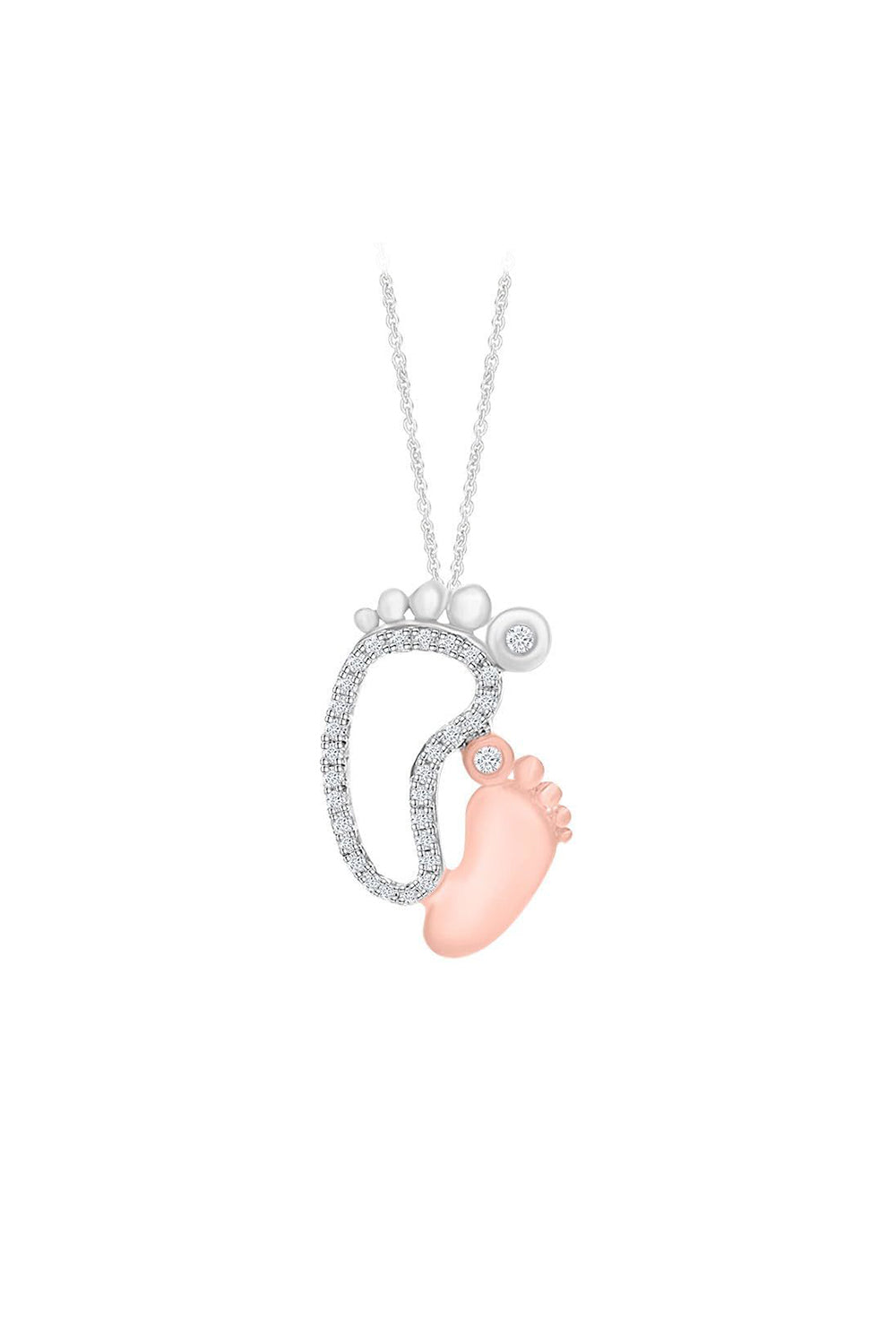 Mom Baby Footprints Pendant Necklace