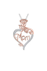 Moissanite Flower Mom Heart Pendant Necklace