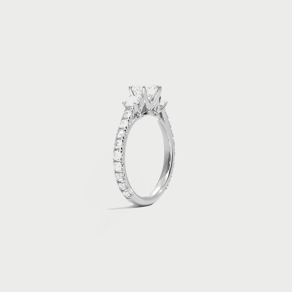 Channel Set Three-Stone Engagement Ring