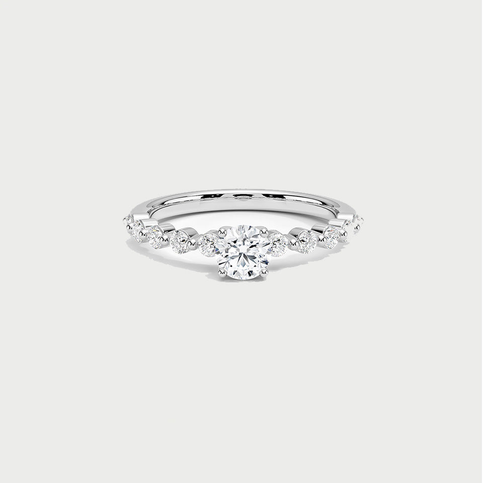 Round cut Moissanite Engagement Ring