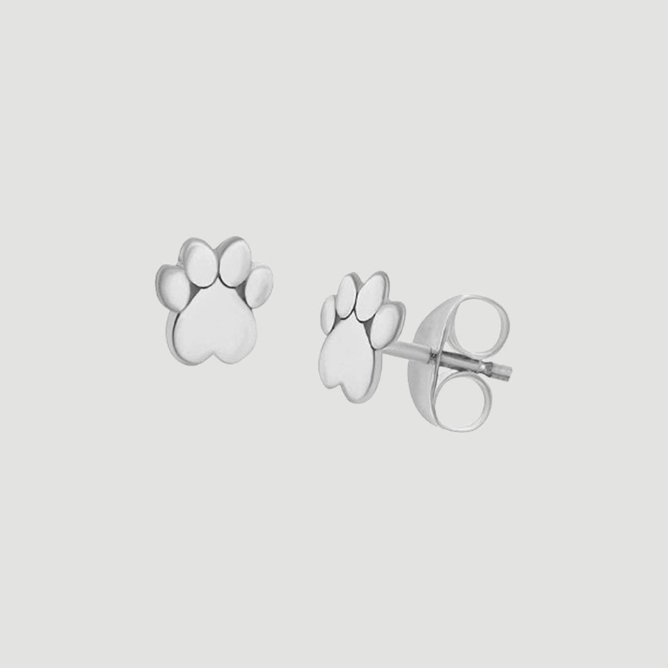 Heart Shaped Dog Paw Print Stud