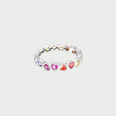 Multi Gemstone Rainbow Heart Promise Ring