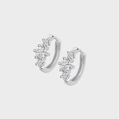 Moissanite Diamond Three Stone Hoop Earrings