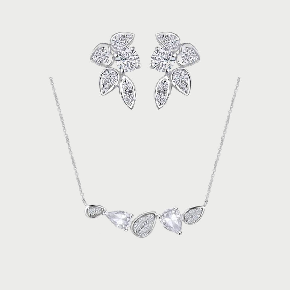 Pear Cluster Necklace and Earring set