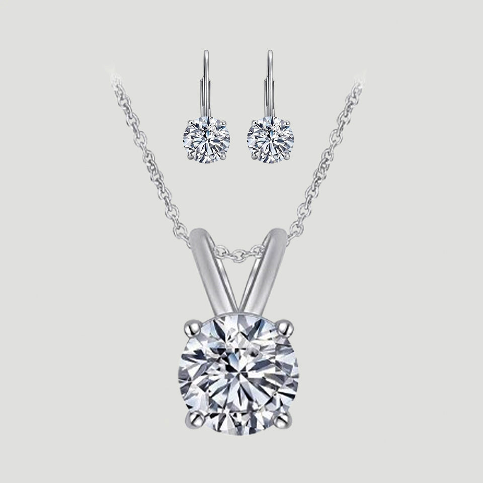 Solitaire Necklace and Dangle Earring set