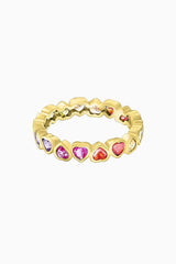 Multi Gemstone Rainbow Heart Promise Ring