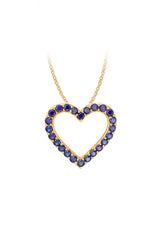 Blue Sapphire Open Love Heart Gemstone Pendant Necklace