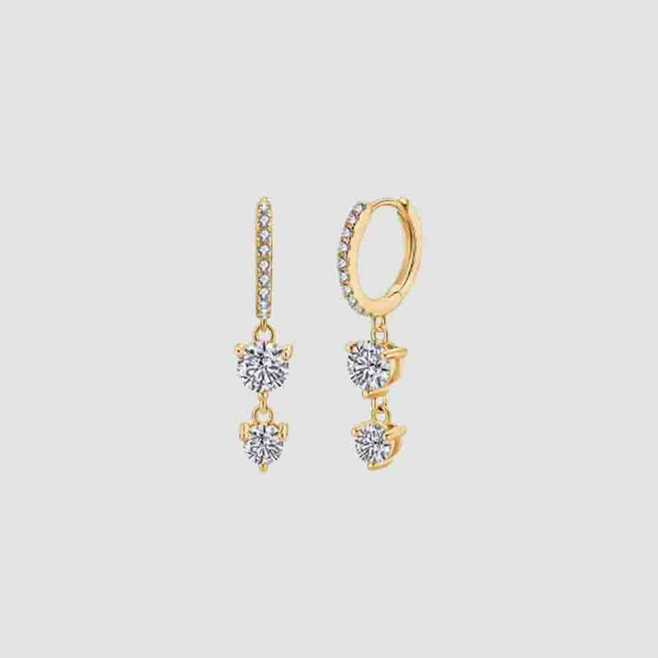 Moissanite Drop Hinged Earrings