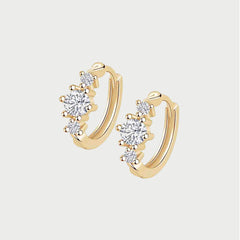 Moissanite Diamond Three Stone Hoop Earrings