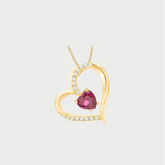 Pink Ruby Heart Pendant Necklace