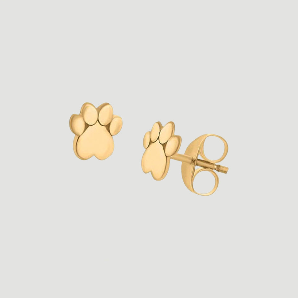 Heart Shaped Dog Paw Print Stud