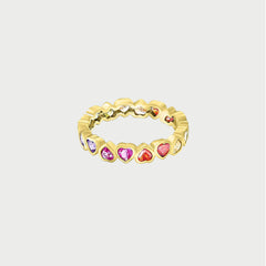 Multi Gemstone Rainbow Heart Promise Ring