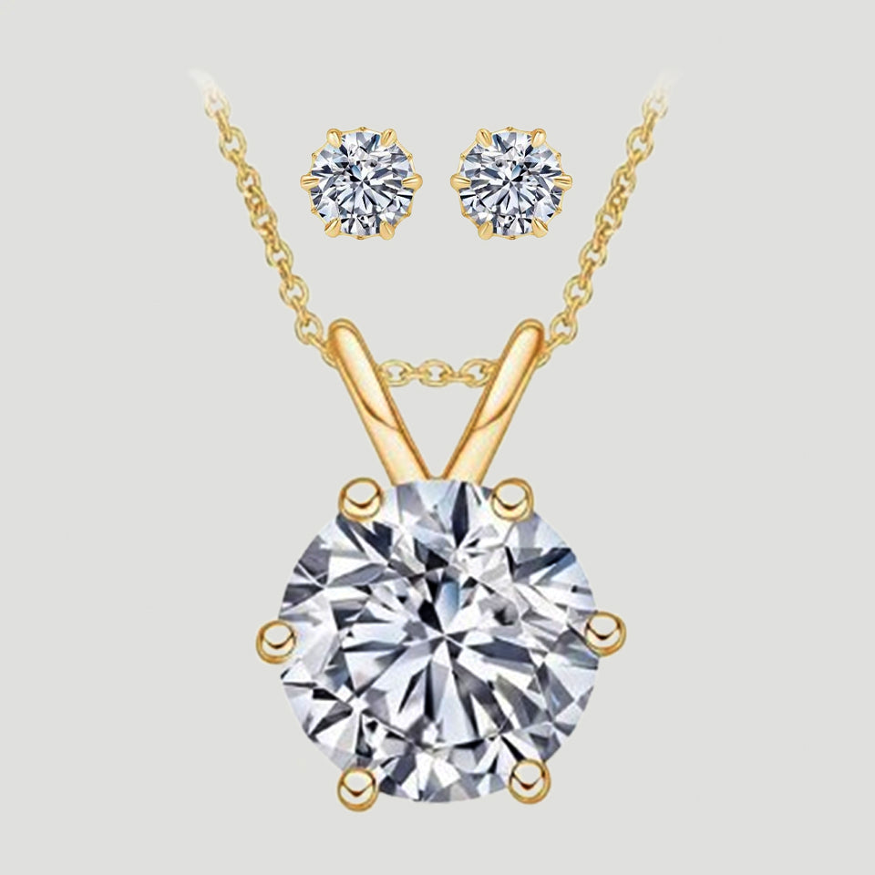 Prong Solitaire Necklace and Earring set