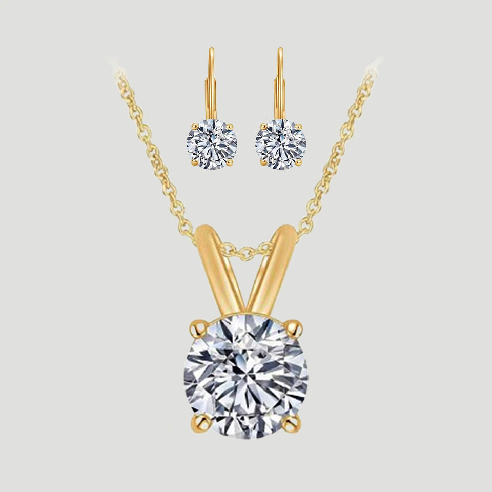 Solitaire Necklace and Dangle Earring set