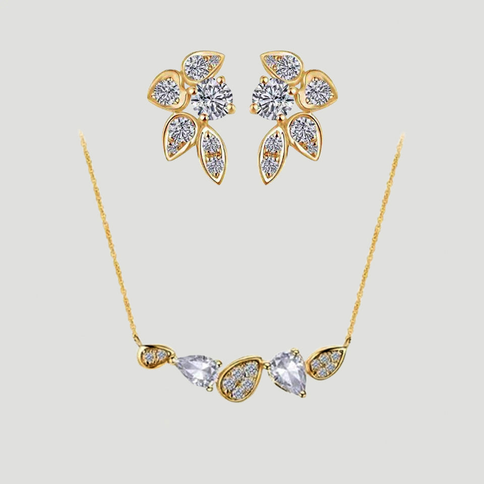 Pear Cluster Necklace and Earring set